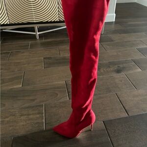Steven Madden Red Suede Thigh High Boots